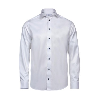 Ανδρικό πουκάμισο Luxury Comfort Fit Tee Jays 4020 - White/Blue