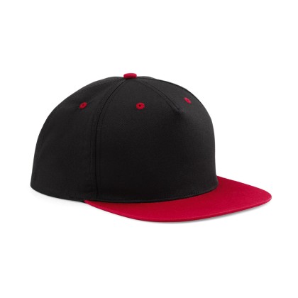 Πεντάφυλλο καπέλο Snapback Beechfield B610c - Black/Classic Red