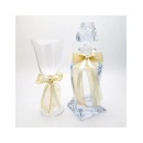 Καράφα και ποτήρι για γάμο κρυστάλλινα με χρυσαφί κορδέλες