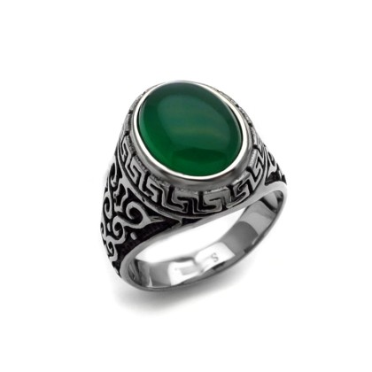 Ανδρικό Δαχτυλίδι με πράσινη πέτρα