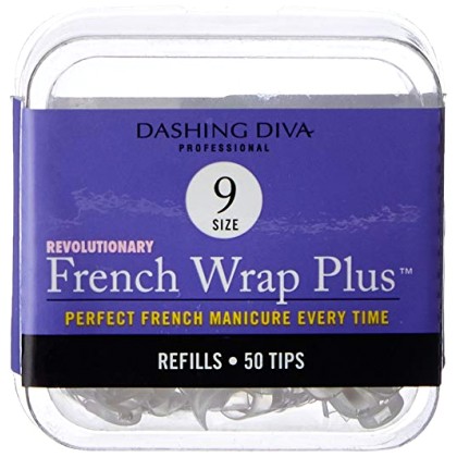 Dashing Diva French Wrap Plus Thin Nail Strips White, Size No.9,
