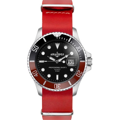 Ρολόι AQUADIVER 14584290L-RED Water Master με μαύρο καντράν και 