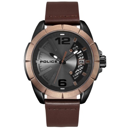 POLICE 15652JSBBN-61BANOS Brown Leather Strap