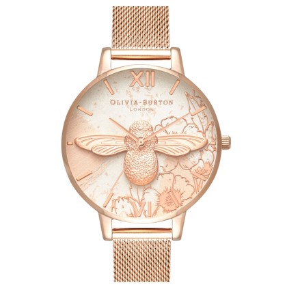 Ρολόι Olivia Burton Abstract Florals OB16VM26 με ροζ χρυσό καντρ