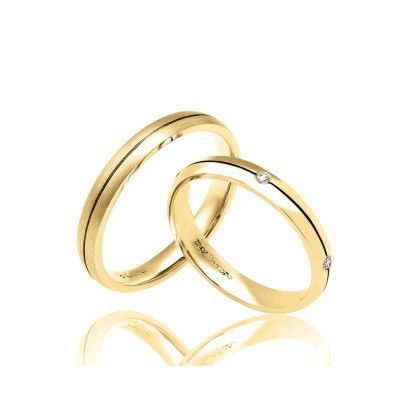 Βέρα WR-08G FaCad'oro Χρυσή Γυναικεία Βέρα Για Γάμο/Αρραβώνα