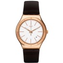 SWATCH YWG405 Tic-Brown Rose Gold Brown Leather Strap