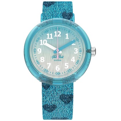 Ρολόι FLIK FLAK ZFPNP064 Turquoise Sparkle με μπλε καντράν και μ