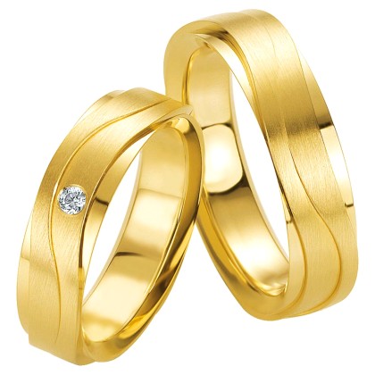 Βέρες γάμου χρυσές με διαμάντι, breuning 5255-5256