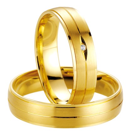 Βέρες γάμου χρυσές με διαμάντι, breuning 7017-7018