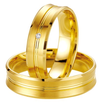 Βέρες γάμου χρυσές με διαμάντι, breuning 7021-7022