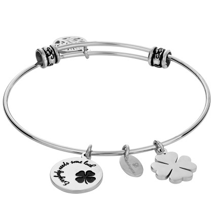 Steel Bracelet with 'Everybody Needs Some Luck', Brand NatalieGe