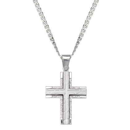 Ασημένιος ανδρικός σταυρός με αλυσίδα ST-14223L1