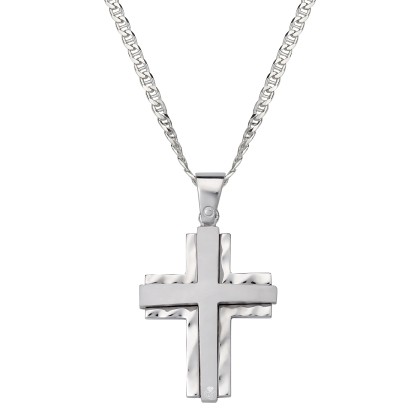 Ασημένιος ανδρικός σταυρός με αλυσίδα ST-14227L1