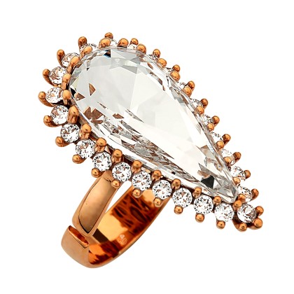 Ασημένιο δαχτυλίδι 925 ροζέτα δάκρυ με Λευκή πέτρα SWAROVSKI AD-