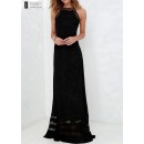 Maxi φόρεμα με λωρίδες διαφάνειας - Μαύρο
