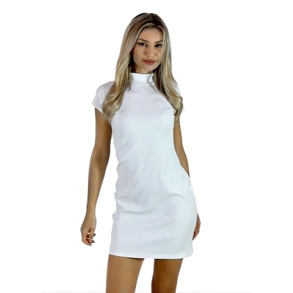 μίνι ελαστικό φόρεμα ζιβάγκο - Λευκό