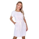 Mini casual φόρεμα με ζώνη - Λευκό