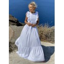 Maxi φόρεμα με βολάν μανίκι - Λευκό