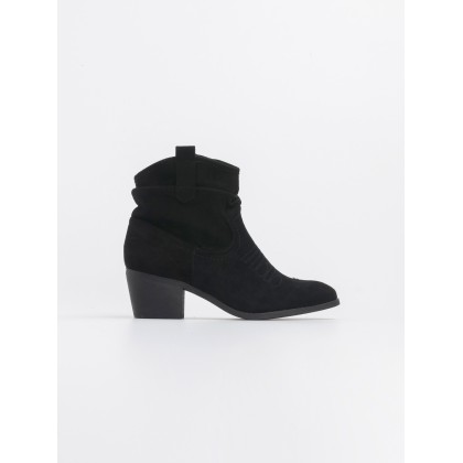 Suede western ankle boots - Μαύρο