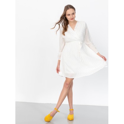 Mini φόρεμα με pattern σε χρυσό χρώμα - Λευκό/Χρυσό