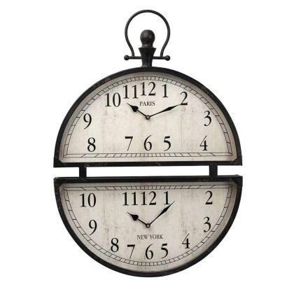 Ρολόι Τοίχου Διπλό GAD118 Μαύρο 71,5x50,5x6,5cm Espiel Μέταλλο