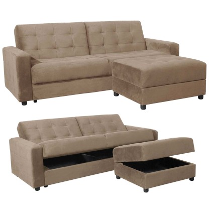 Καναπές-Κρεβάτι+Σκαμπό Jackson Ε9579,4 Ύφασμα Μπεζ 193x81x77cm