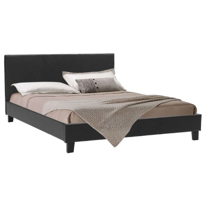 Κρεβάτι Nevil Pu Χρώμα Μαύρο Ματ Με Ανατομικές Τάβλες 212X156X87