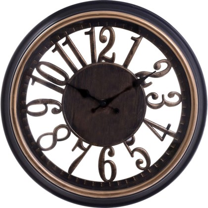 Ρολόι Τοίχου Δ33,5Χ4,5 Black-Gold 3-20-506-0010 Inart Πλαστικό