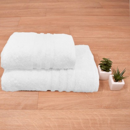 Πετσέτα Προσώπου Λευκή (50x100) Ριγέ Φάσα 550gr/m2