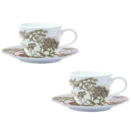 Φλυτζάνια Καφέ + Πιατάκια (Σετ 2τμχ) Marva Botanica Lilac 977ΒΟΤ