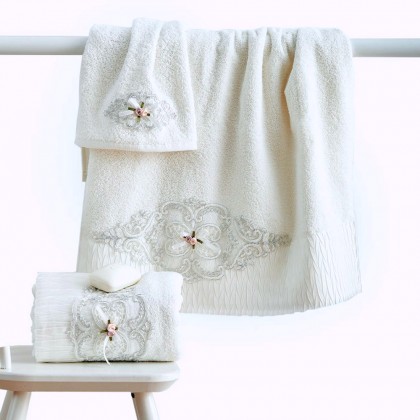Σετ πετσέτες με κέντημα EMILY (3τμχ) WHITE