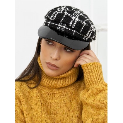 CHECKED KNITTED GRUNGE HAT