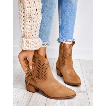 PASIPHAE CAMEL SUEDE BOOTIES