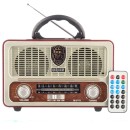 Vintage Φορητό Επαναφορτιζόμενο Ραδιόφωνο FM/AM/USB/SD/AUX MP3 P