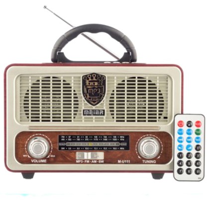 Vintage Φορητό Επαναφορτιζόμενο Ραδιόφωνο FM/AM/USB/SD/AUX MP3 P