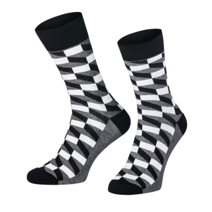 Ανδρική κάλτσα με σχέδιο μαύρο-λευκό-γκρι