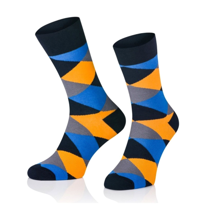 Ανδρική κάλτσα με σχέδιο μπλε-πορτοκαλί