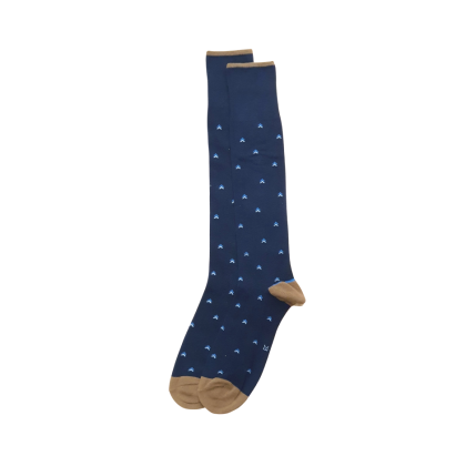 Ανδρική μακριά κάλτσα μπλε με ταμπά σχέδιο