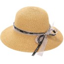 Γυναικείο Ψάθινο Καπέλο με Κορδέλες και Φιόγκο Μπεζ