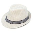 Ανδρικό Καπέλο Καβουράκι Ψάθινο με Κορδέλα ριγέ Λευκό