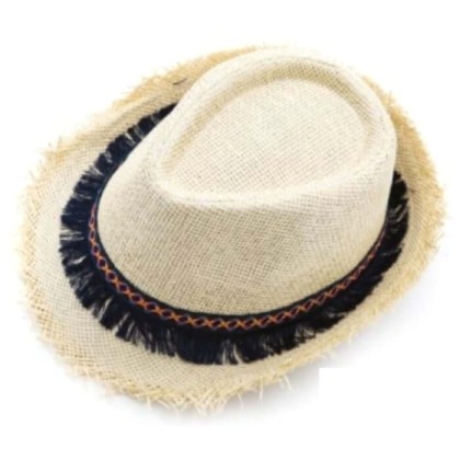 Ανδρικό Καπέλο Καβουράκι Ψάθινο με Κορδέλα Boho Εκρού