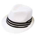 Ανδρικό Καπέλο Καβουράκι Ψάθινο με Κορδέλα ριγέ Λευκό