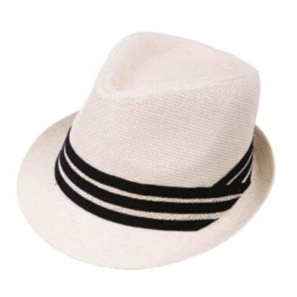 Ανδρικό Καπέλο Καβουράκι Ψάθινο με Κορδέλα ριγέ Εκρού