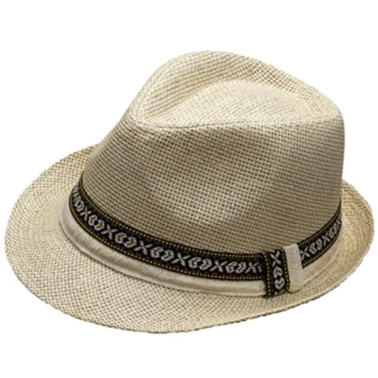 Ανδρικό Καπέλο Καβουράκι Ψάθινο με Κορδέλα ethnic Εκρού