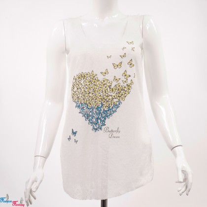 Αμάνικο μπλουζάκι με σχέδιο πεταλούδες.