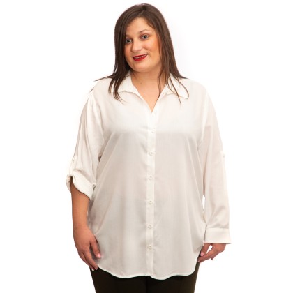 Λευκό βαμβακερό πουκάμισο (Plus Size)