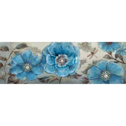 Πίνακας Μπλε Λουλούδια 120x40 εκ . W-8779
