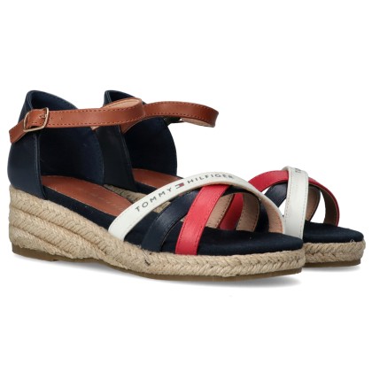 Tommy Hilfiger Rope Wedge Sandal T3A2-31055-1167 X051 Blue/Multi