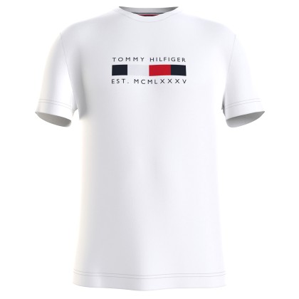 Tommy hilfiger Logo Box Stripe Tee MW0MW16583 YBR White (Λευκό)