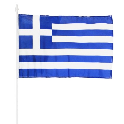 Πανινη Σημαια Ελληνικη με Λαβη 32x45cm(λαβη=60cm)  96-12